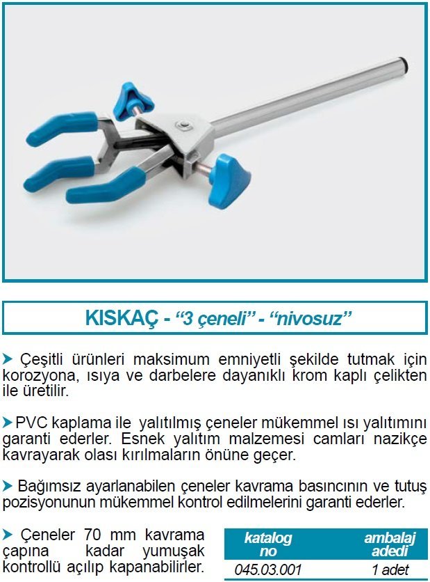 İSOLAB 045.03.001 kıskaç - 3 çeneli